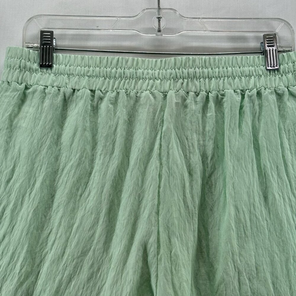 House of Harlow 1960 Crinkle Shorts Women L Drawstring Waist Relaxed Light Green - Picture 7 of 12